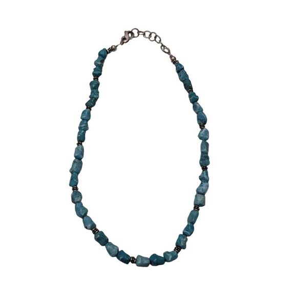 Turquoise &‎ Sterling Beaded Necklace Vintage 925 Clasp - Picture 1 of 5